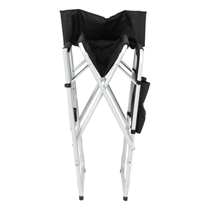 Sedia da Regista in Tubo di Ferro Bianco Argento con Superficie in Tessuto Nero, Verniciata a Polvere, 103*60*499cm, Capacità 120kg, Facile da Trasportare - Product Image 2