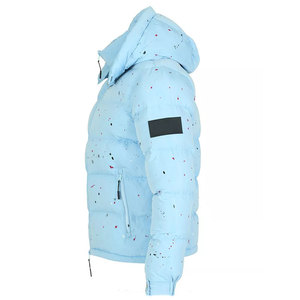 Chaqueta Acolchada con Capucha Azul Claro para Hombre, con Estampado por Sublimación, Cierre de Cremallera, Resistente al Viento, Ropa Casual de Invierno - Product Image 5