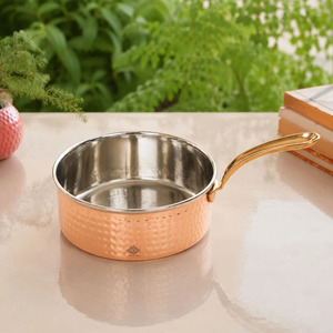 Casserole en cuivre de qualité supérieure, capacité 1-2L, design minimaliste portable pour cuisinières à gaz et à induction - Product Image 6