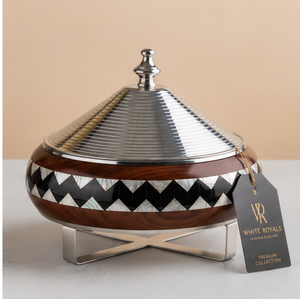 Luxury Insulated Casserole Hot <b>Pot</b> with Stainless Steel <b>Lid</b> Handcrafted Wooden & Mother of Pearl Serving Food Warmer Buffet ODM - Product Image 2