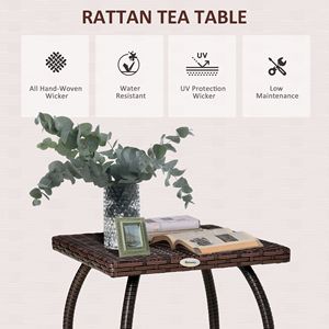 "Outdoor PE <b>Wicker</b> Square Side <b>Table</b> All-Weather Small <b>Coffee</b> <b>Table</b> Garden Balcony Backyard" - Product Image 4