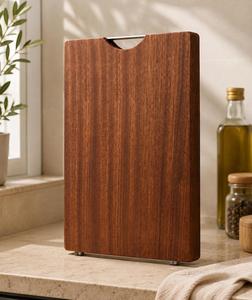 Planche à découper en bois d'acacia, faite à la main, naturelle, rectangulaire, durable, passe au lave-vaisselle, pour la préparation des aliments, le service et l'utilisation domestique - Product Image 1