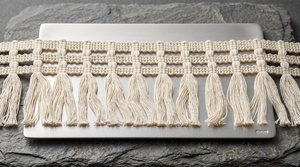 Bordure décorative en tissu à franges de coton blanc pour la finition des textiles de maison - Product Image 3