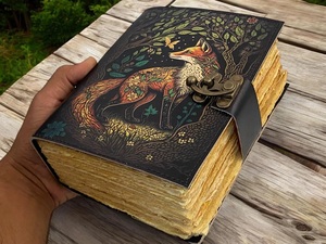 Herb Heritage Buffalo Leather Journal Vintage Grimoire <b>Book</b> of Shadows 200 Sheets Spiral Bound Handmade Embossed Logo Retro Gift - Product Image 5
