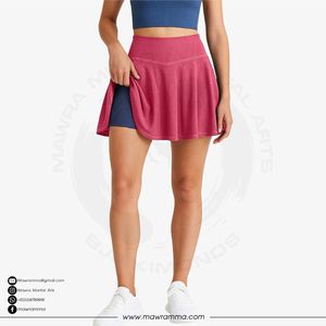 กระโปรงกางเกงเอวสูงสำหรับผู้หญิง สีพื้น ทรงเอ สปอร์ต กระโปรงสั้นแบบมีซับในรัดรูป มีกระเป๋า เหมาะสำหรับวิ่ง - Product Image 4