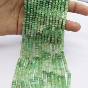 Cuentas facetadas de crisoprasa natural de 4-4.5 mm, cuentas sueltas de crisoprasa verde, hilo de 12.5 pulgadas para la fabricación de joyería. - Product Image 1