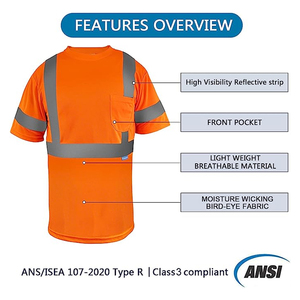 เสื้อยืดนิรภัยแบบสวมหัว ผ้าตาข่ายโพลีเอสเตอร์ สีส้ม ไซส์ S/M สำหรับทุกเพศ - Product Image 4