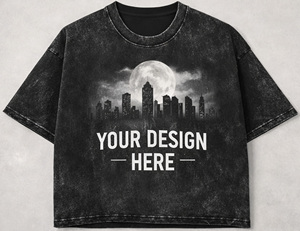 T-shirt court surdimensionné délavé à l'acide personnalisé 100% coton noir vintage avec motif urbain streetwear, impression de logo personnalisée - Product Image 6