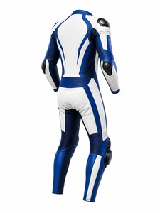 Men's Full Sleeve Motorcycle Racing <b>Suit</b> <b>White</b> Blue Leather Breathable Color Blocked Front Logo Adult All Seasons Motorcycle - Product Image 4