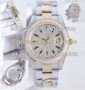 Montre de luxe pour homme en acier inoxydable avec cadran en verre Moissanite VVS, bracelet automatique, fermoir, résistance à l'eau 10 bars, boîtier bicolore, 40 mm - Product Image 2