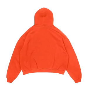เสื้อฮู้ดดี้โอเวอร์ไซส์ผู้ชายคุณภาพดีที่สุดปี 2026 สีส้มล้วน ผ้าฝ้ายฟลีซ สวมใส่สบายๆ ในฤดูใบไม้ร่วง มีกระเป๋า ดีไซน์เรียบง่าย ทรงปกติ - Product Image 2