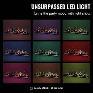 Espositore da Parete a 2 Livelli da 72 Pollici con Illuminazione a LED per Bar, Scaffale in Acrilico per Liquori e Whisky, Espositore Illuminato a 2 Gradini per Whisky - Product Image 6