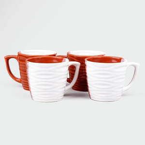 Vibrant Wavy Textured Ceramic Tea <b>Cup</b> <b>Set</b> of 4 - Product Image 3