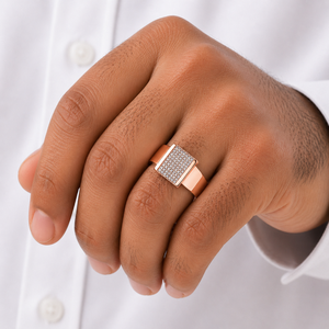18k gold <b>mens</b> rose Gold Square Cluster Diamond <b>Ring</b> Micro Pave CZ Statement Band Luxury Wedding Party Engagement Gift Jewelry - Product Image 5