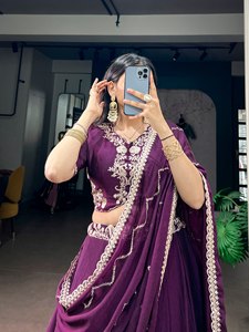 Purple Silk Lehenga Choli With Embroidered Design <b>For</b> Wedding And Party Occasion <b>Women</b> Traditional Ethnic Wear - Product Image 1