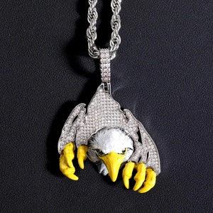 Pendentif Aigle Force & Liberté en Argent 925, Micro-Pavé Moissanite, Style Hip Hop, Breloque Oiseau, Symbole de Protection et de Puissance - Product Image 6