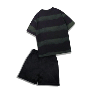 2026 Sun Faded Casual Drop Shoulder Men's Summer <b>Set</b> Made 100%Cotton <b>Knitted</b> Fabric Quick-Dry Eco-Friendly Front Logo 300g Short - Product Image 2