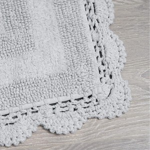 Gray Knitted Bath <b>Mats</b> Rectangle 2 Piece <b>Set</b> Non-Slip Rubber Backing Classic Style Home Use Cotton Material - Product Image 5