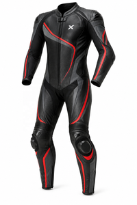 Combinaison de moto en cuir une pièce pour course sportive |   Résistant au vent |   Noir Orange Bleu Gris |   Logo X |   OEM ODM |   Design haut de gamme - Product Image 1