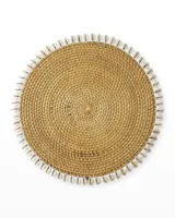 En gros, Napperon de table en rotin côtier marron, tressé avec coquillages cauris, thème estival, pour décoration de restaurant tropical