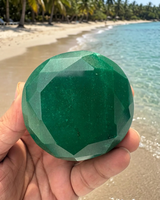 Cabochon de pierre précieuse vert émeraude chauffée, taille ronde, grande taille, vert profond, poli et facetté, pour la fabrication de bijoux et la décoration