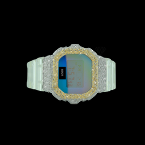 Reloj G-Shock con bisel de plata y diamantes naturales premium para fiestas, bodas y aniversarios, estilo hip-hop, reloj de diamantes unisex. - Product Image 4