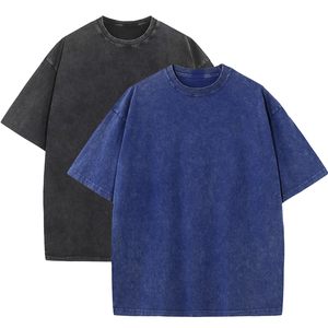 เสื้อยืดคอกลมแขนสั้นทรงโอเวอร์ไซส์สำหรับผู้ชาย ลายมัดย้อม สีพื้น ผ้าฝ้ายถัก ทรงปกติ สวมใส่สบาย - Product Image 1