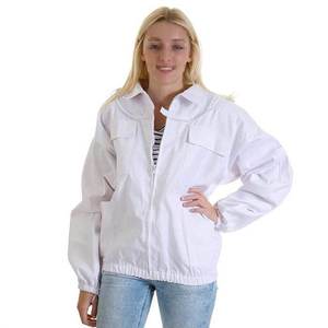 Veste de protection pour apiculteur avec voile en maille amovible, respirante, en polyester et coton, coutures surjetées, blanche, coupe ample, vêtement de sécurité - Product Image 2