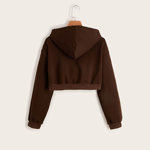 Sudadera Corta con Capucha para Mujer, Estilo Urbano, Casual, Manga Larga, con Cierre, Mezcla de Algodón Suave, Transpirable, Cómoda y a la Moda - Product Image 5