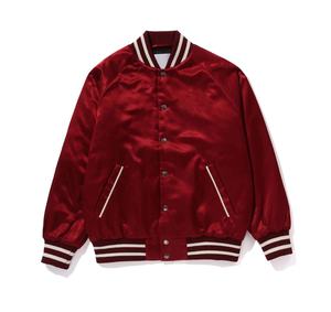 Wholesale Breathable Custom Winter Wear Embroidery Men Satin Varsity <b>Jacket</b> Solid Color Button Up Varsity <b>Jacket</b> Men - Product Image 4