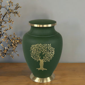 Urna Funeraria de Latón Premium con Árbol de la Vida, Urnas de Cremación Grabadas a Mano, Urnas Personalizadas para Cenizas Humanas, Urnas para Guardar Cenizas de Adultos, Venta al por Mayor - Product Image 1