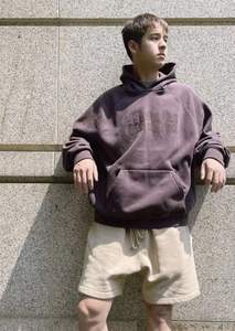 Sweats à capuche en coton vierge avec logo personnalisé pour hommes et femmes unisexe à épaules tombantes en éponge française sans ficelle - Product Image 6