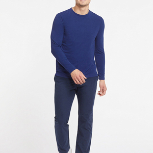 Camisetas Térmicas de Manga Larga para Hombre, Color Sólido, 100% Algodón Tejido, Transpirables, de Secado Rápido, Ecológicas, 220g, Cuello Redondo, Deportivas - Product Image 4