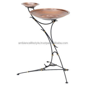 Bain d'oiseaux en métal pour jardin, bassin décoratif extérieur, piédestal robuste, design rustique élégant, résistant aux intempéries, abreuvoir pour oiseaux - Product Image 2