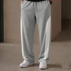 High Quality Lightweight 100% Polyester Casual Men's Sweatpants Overalls Flare Pants <b>Elastic</b> <b>Waist</b> OEM Service Custom <b>Trousers</b> - Product Image 1