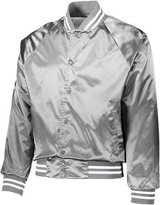 Blouson universitaire en satin pour homme, couleur unie, col rond, fermeture boutonnée, style urbain, coupe classique, pour l'hiver - Product Image 5