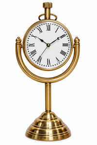 Horloge de bureau nautique en laiton antique, horloge de table maritime vintage avec cadran à chiffres romains, horloge décorative en métal pour le bureau - Product Image 3