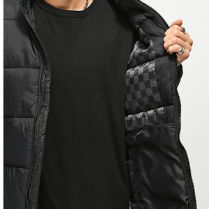 Men's Black Puffer Jacket Waterproof Breathable Canvas Windproof Zipper Closure <b>Hoodies</b> Summer Casual Style Regular Sleeve - Product Image 5