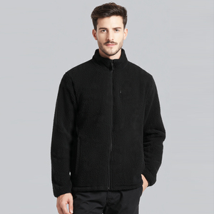 Veste polaire noire pour homme, col montant, veste polaire d'hiver, veste polaire tactique pour homme, veste de randonnée, vêtements de rue - Product Image 1
