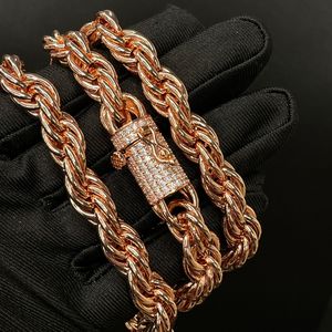 AMBER JEWELS T-626 Rose Gold Plated Lab Grown <b>Crystal</b> Chain <b>Bracelet</b> Men's Hip Hop Style Lock Clasp Zinc Alloy IGI Certified - Product Image 2