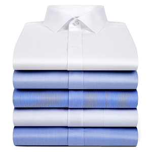 เสื้อเชิ้ตเดรสแขนยาวผู้ชาย สีพื้น ปกคอพับ ผ้าป๊อปลินคอตตอน กันยับ ใส่ได้ทั้งฤดูใบไม้ผลิ - Product Image 1