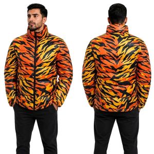 Chaqueta Acolchada para Hombre con Estampado de Hojas Tropicales Verdes, Poliéster Duradero, Tacto Suave, Secado Rápido, Chaquetas Acolchadas para Hombre para Actividades al Aire Libre - Product Image 2