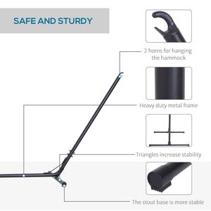 Soporte Ajustable de Metal para Hamaca, para Uso en Interiores y Exteriores, Estructura de Hierro Negro, Tela de Algodón, Portátil y Resistente - Product Image 4