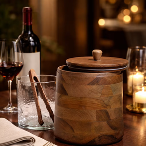 Wine bottle ice container Rustic wood wine cooler Premium wooden beverage cooler Handcrafted wooden ice <b>bucket</b> Wine serving ice - Product Image 3