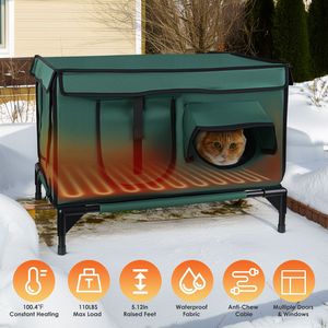 Refugio para Gatos al Aire Libre Impermeable, Casa para Gatos con Aislamiento Resistente a la Intemperie, Almohadilla Térmica Anti-Mordidas para Gatos Silvestres - Product Image 2