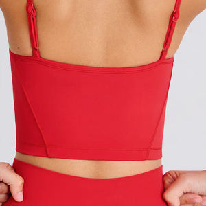 Top Deportivo Corto de Doble Capa para Mujer, Personalizable, de Nailon Elástico, Ajustado, con Relleno Ajustable, para Yoga - Product Image 4