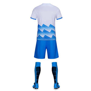 Men's Soccer Uniform Set White Blue Gradient Zigzag Design Short Sleeve Jersey Shorts <b>Socks</b> Football Apparel All Seasons - Product Image 2