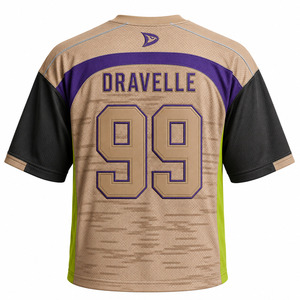 Camiseta de Fútbol Americano para Hombre, Cuello en V, Manga Corta, Malla Transpirable, Números de Equipo Personalizados 99, Morado, Negro, Dorado - Product Image 2
