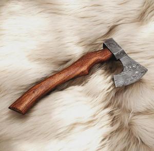 STEEL CRAFT INTERNATIONAL Hand-Forged Damascus Steel Mini <b>Axe</b> 12" RoseWood <b>Handle</b> DIY Grade ODM 1 Year - Product Image 6