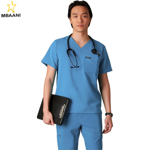 เสื้อสครับคอวีผู้ชายไบรท์ตันพร้อมกระเป๋า |   ชุดแพทย์สำหรับผู้ชาย |   ชุดยูนิฟอร์มโรงพยาบาล |   ผ้าที่ยืดหยุ่นได้ - Product Image 1